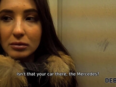 Busty Belle pays off her debt with a rough pussy pounding by a collector in HD