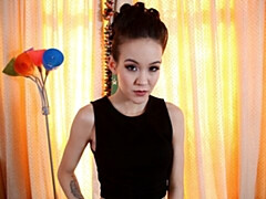 Awesome miniature brunette Amai Liu gives a blowjob