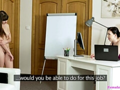 Dildo, Frau, Fingern, Lesbisch, Lecken, Büro, Muschi, Spielzeuge