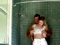 ブロンド, フェラチオ, なめる, オマンコ, 剃毛, ティーン