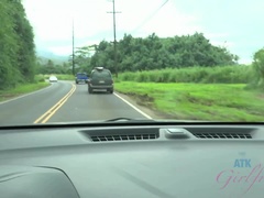 Badkamer, Blond, Flashing, Masturbatie, Buiten, Openbaar, Spuiten, Tieten likken