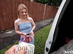 18, お尻, デカチン, フェラチオ, 車, 異人種間, ティーン, オッパイの