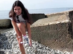 18 jahre, Tussi, Strand, Blasen, Schwanz, Im freien, Öffentlich, Jungendliche (18+)