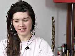 Enthousiasteling, Bruinharig, Masturbatie, Alleen, Tiener