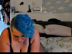 blue hair thick tease