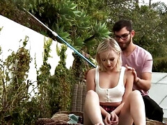 美女, ボンデージ, イマラチオ, なめる, マッサージ, アウトドア, オマンコ, ティーン