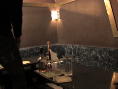 Cute Japanese Slut Servicing Three Guys in the Club