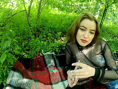 Won a bitch blowjob toying cards. bang-out in the woods