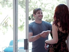 Amerikanisch, Tussi, Grosser schwanz, Grosse titten, Blasen, Nahaufnahme, Handjob, Strümpfe