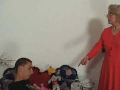 Her boyfriend doggy-fucks older mother-in-law