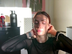 素人, フェラチオ, 口内発射, イマラチオ, 彼女, 手コキする, 赤毛, ティーン