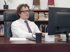 Naughty college girl is getting fucked in the office