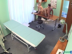 Paar, Arzt, Hundestellung, Fingern, Lecken, Krankenschwester, Büro, Spanner