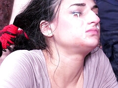 SLAVEMOUTH - Violet Sky corded teenager is jizm adorned