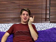 attractive beautiful Alex stroking hard cock until jizzes