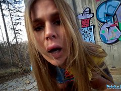 Grosser schwanz, Grosse titten, Braunhaarige, Spermaladung, Hd, Natürlichen titten, Im freien, Pov