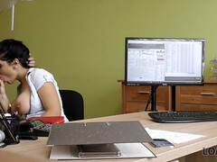 Vorstellungsgespräch, Vollbusig, Pummelig, Geld, Büro, Jungendliche (18+)