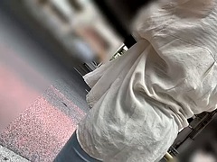 素人, アジア人, 美人, デカパイ, 日本人, 公共, オッパイの