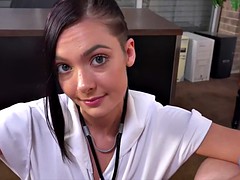 Busty Nurse Marley Brinx does handjob