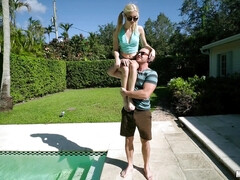 Enthousiasteling, Amerikaans, Grote lul, Blond, Bruinharig, Lul, Buiten, Biljart