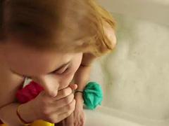 アナル, デカチン, フェラチオ, カップル, 手コキする, 淫乱熟女, シャワー, フェラする