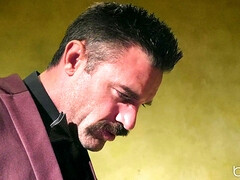 Blonde Jessa Rhodes is sucking cock and licking balls