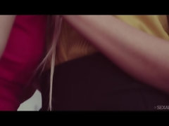 Blonde, Doigter, Embrassement, Mamelons, Chatte, Jupe, Se déshabiller, Suçant