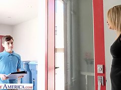 デカチン, デカパイ, ブロンド, フェラチオ, 手コキする, Hd, なめる, オマンコ