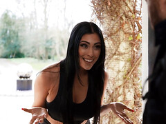 Brunette babe Sapphire Astrea wants two dicks all at once