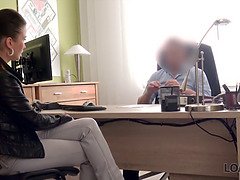 Loan4k. sexy lady gives fellatio and gets pounded in the loan office