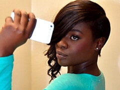 Cute-looking ebony angel Tyera Brooks is getting fucked by white cock