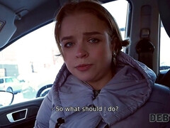 Young debtor with cute face thinks sex