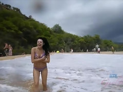 Playa, Tetas grandes, Bikini, Mamada, Morena, Jeans, Pov, Tetas
