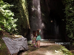 Teen Girls Naked in Bali Waterfall