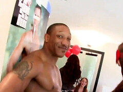 美女, 黒人, フェラチオ, 茶髪の, チン, 顔射, 手コキする, Hd