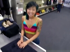 Inked asian pawnee deepthroating brokers cock