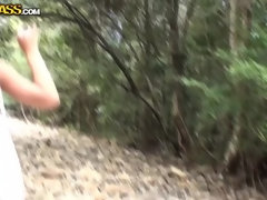 Morena, Masturbación, Al aire libre, Público, Tragarse