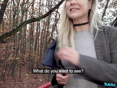 Cul, Blonde, Faciale, Bâillonner, Jeans, Public, Russe, Nénés
