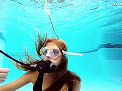茶髪の, 大学生, 女, フェティッシュ, 彼女, Hd, プール, 水中