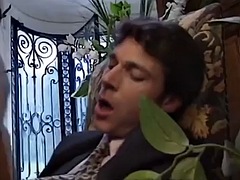 Beautiful latex african maid sucks her white master