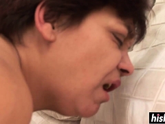 Girl with big tits pleases a fat dick