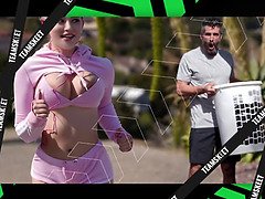 アメリカ人, デカチン, フェラチオ, 捕まる, 口内発射, 娘, 顔射, オマンコ