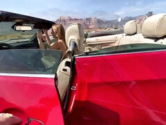 Amazing outdoor hardcore sex in the convertible car - POV blowjob and doggy fuck