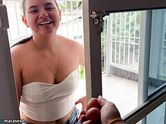 Hot Latina Neighbor Sucks My Balls Dry While Wife Is Away - MaRaSexx