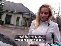 Hot blonde MILF with massive boobs gets rough banged by stranger for cash