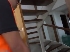 Busty girl Bruna and handyman anal fucking