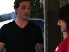 Braunhaarige, Paar, Schwanz, Aufs gesicht abspritzen, Würgen, Italienisch, Küche, Verführt