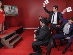 Анальный секс, Большая жопа, Минет, Брюнетки, Двойное проникновение, Платье, Секс без цензуры, Два парня и девушка