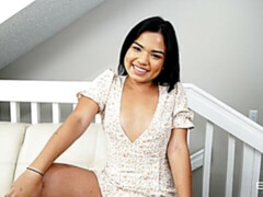 デカチン, フェラチオ, 茶髪の, バック, 自然山雀, 小柄, ティーン, オッパイの