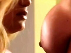 デカパイ, ブロンド, 茶髪の, ディルド, Hd, キス, レズビアン, オマンコ